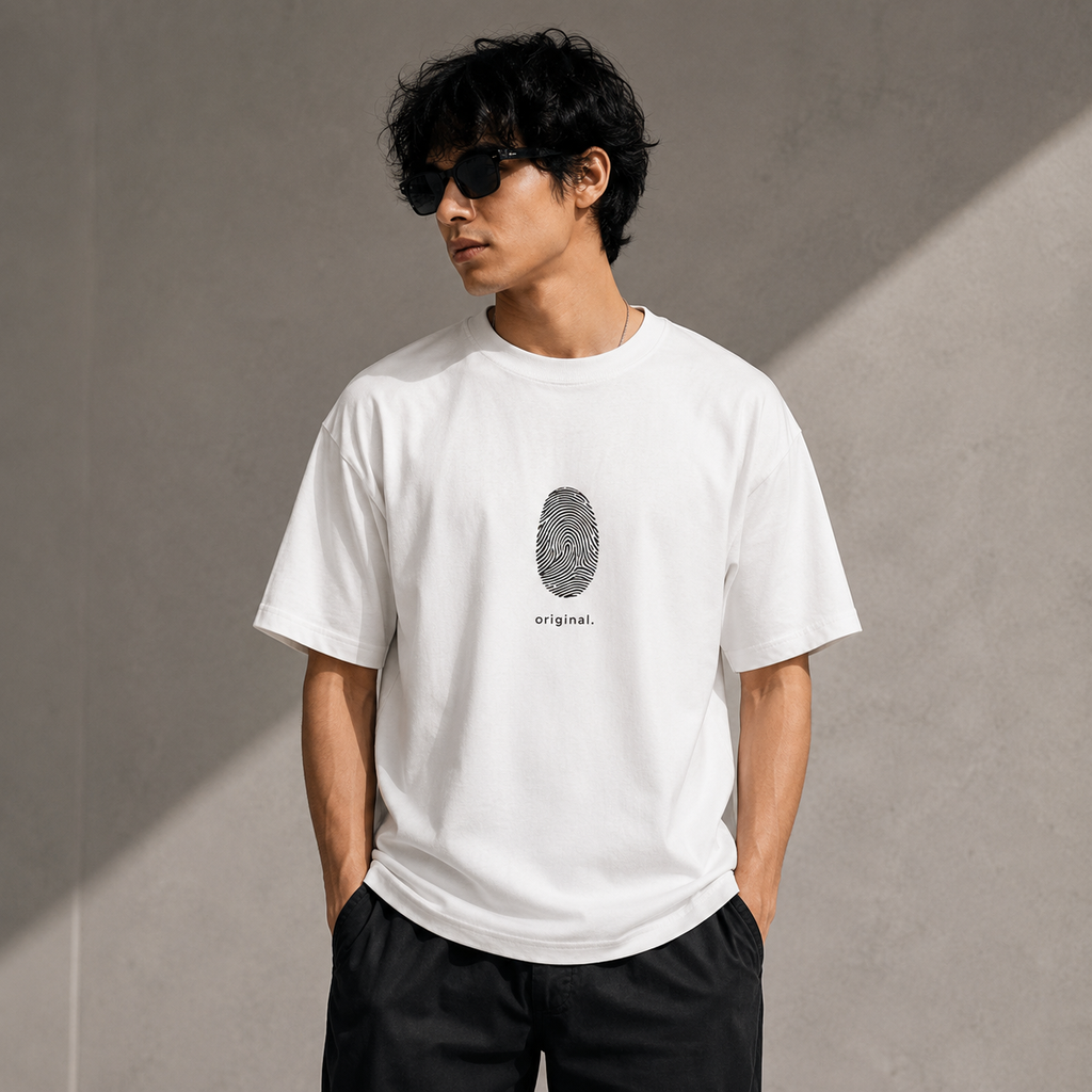 ZIVVI ORIGIN Fingerprint Front Print Oversized T-Shirt