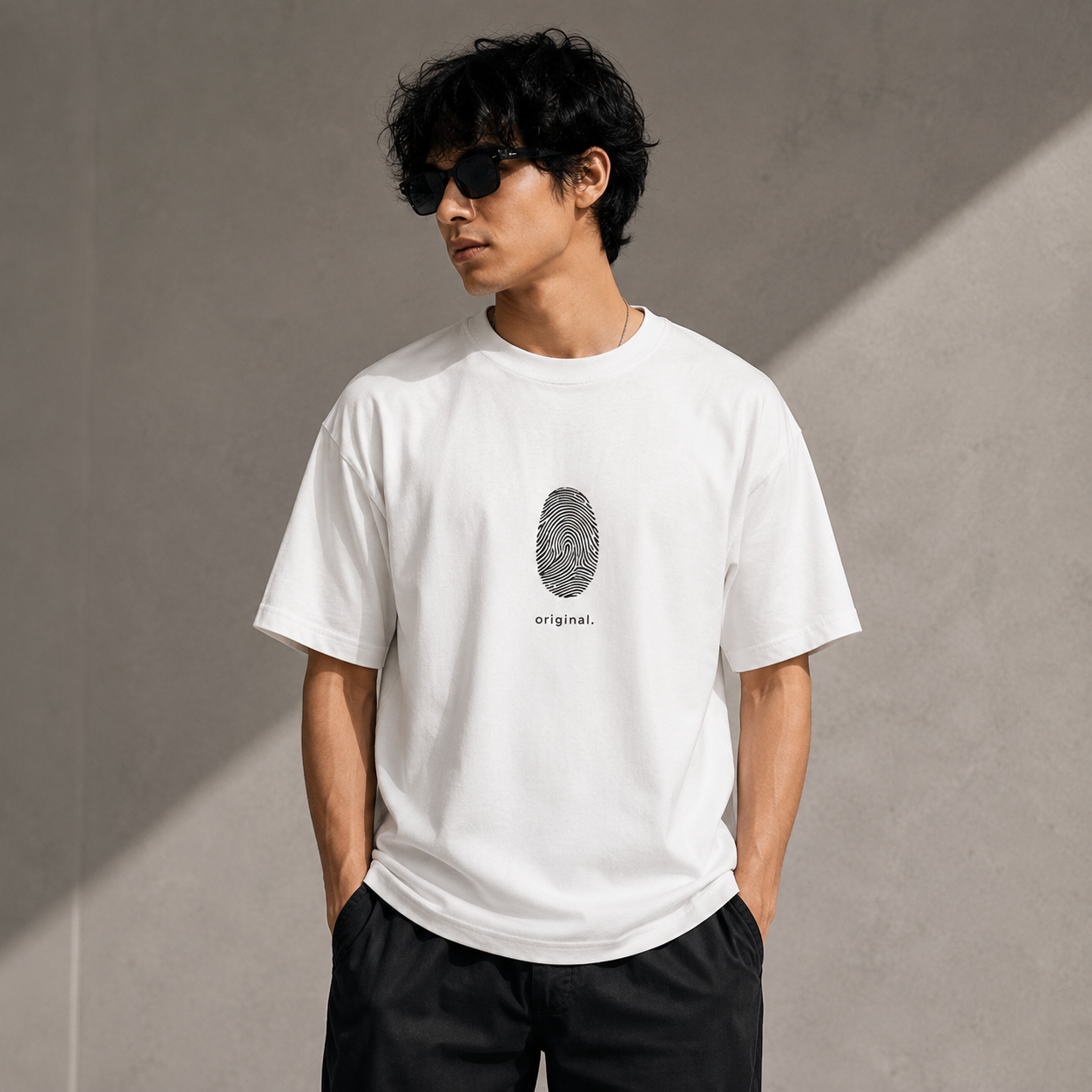 ZIVVI ORIGIN Fingerprint Front Print Oversized T-Shirt