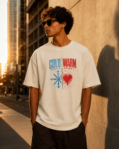 COLD WORLD WARM HEART OVERSIZED T-shirt